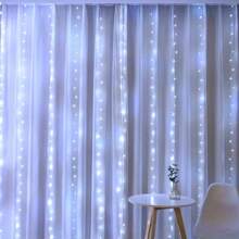 1pc Remote Control Window Curtain Fairy Lights String, 8 Modes, USB Powered, Suitable For Indoor Bedroom Window, Christmas, Ramadan, Wedding, Birthday Party Decor