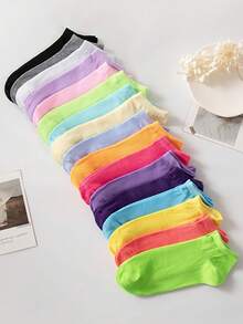 50/40/30/20/10/5/1 Pair Women/Girls Solid Color Patterned Lace Ankle Socks, Odor Resistant Breathable Casual For Students And Adults, Suitable For Sports, Holidays, Daily Life, Random Color & Style Delivery - Multicolor - View 6