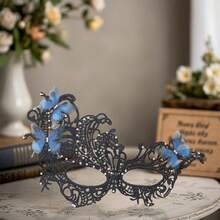 Halloween Rhinestone Butterfly Mask - Sparkling Butterfly Shape With Bright Rhinestone Embellishments, For Masquerade, Cosplay Dress Up To Add Mysterious Charm, Light And Elegant, So That Your Holiday Styling Is More Dreamy And Gorgeous - 黑色 - 查看 2