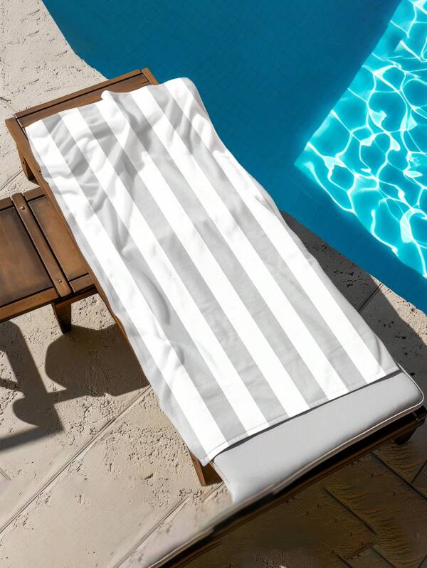 Toalha de praia com padrão listrado cinza claro, toalha de praia de microfibra, toalha de praia superabsorvente, toalha extra grossa, toalha de praia para viagem, toalha esportiva para piscina, toalha de acampamento para banheiro, toalha de praia para ioga, meninas e mulheres, itens essenciais para praia