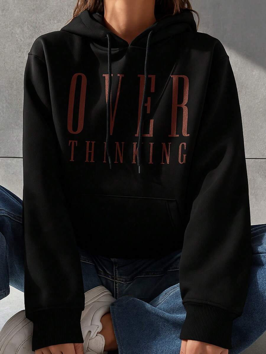 Women's Sweatshirt Tumblr Cold Weather Blouse Over Streetwear Premium Coat - 黑色 - 查看 1