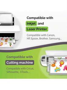 50 Sheets A4 Size Printable Vinyl Stickers - Matte White Waterproof Printable Sticker Paper For Inkjet And Laser Printers, Size 8.27" X 11.69" - White - View 3