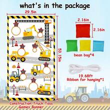 Construction Truck Toss Game With 4 Bean Bags, Excavator Throwing Theme Party Game With  Score Holes All Ages - 1 - 查看 2