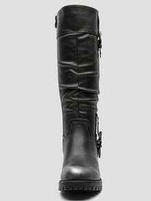 GLOBALWIN Women's Knee High Boots Chunky Low Heel Boots For Women Fashion Dressy Riding Boots Fall Boots Halloween Season - 仿古銀 - 查看 4