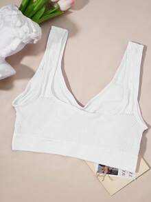 1pc Of Seamless Women's Bra Without Steel Rings, Comfortable Underwear - White - View 2