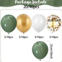 20/40 Stück salbeigrüne und goldene Luftballons-Set, geeignet für Hochzeiten, Geburtstage, Jahrestage, Abschlussfeiern usw. - Vielseitiges Dekor für Innenfeierlichkeiten, Geburtstagsballons