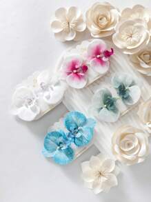 Set de 2 pinzas para el cabello con flores de orquídea y mariposas en 3D, accesorios de cabello encantadores y coloridos para niños