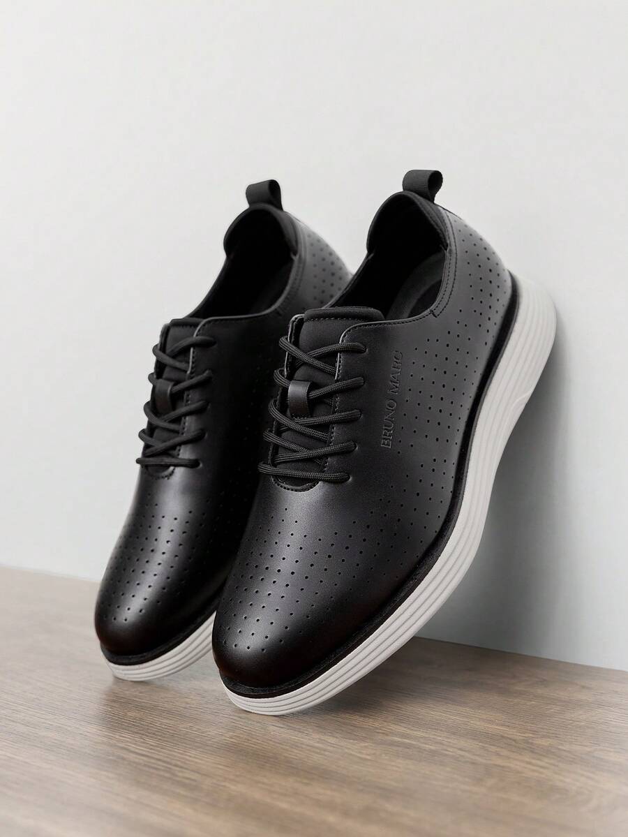 Men Fashion Dress Sneakers Oxfords Classic Casual Shoes 2.0 - 黑白 - 查看 1