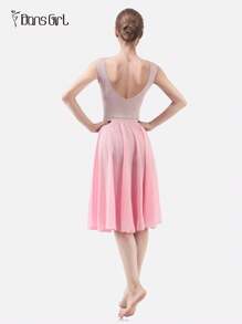 DonsGirl 1 Stück Damen eleganter fließender Chiffon Ballettrock in hellem Rosa von DonsGirl, wadenlanger Rock mit elastischem Bund für Bauchtanz, Prinzessin Party Cosplay Aufführungskostüm Tanzbekleidung