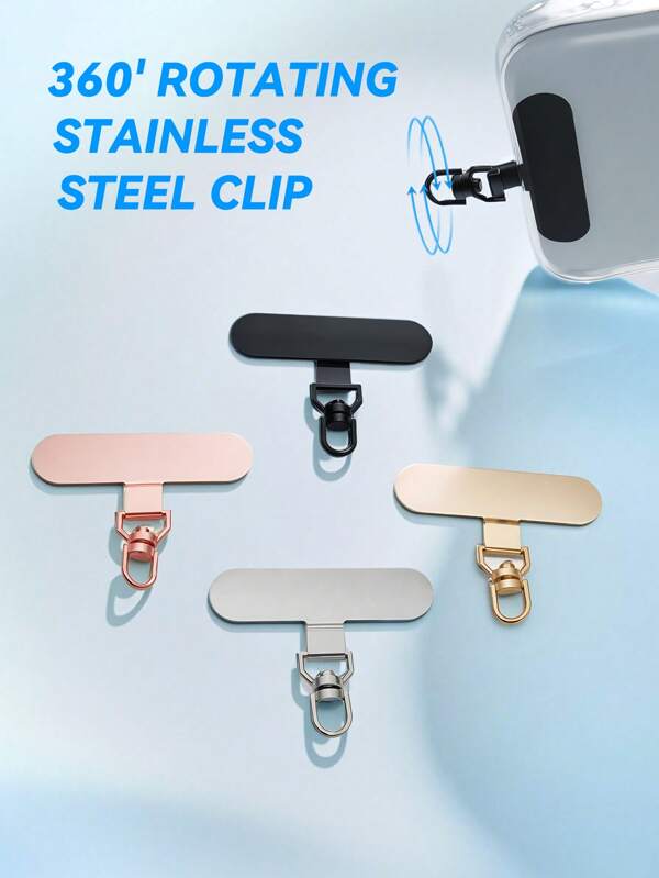 1pc 360° Rotatable Stainless Steel Phone Lanyard Connector, Ultra-Thin Metal Clip Suitable For Phone Cases, Phones And Phone Accessories