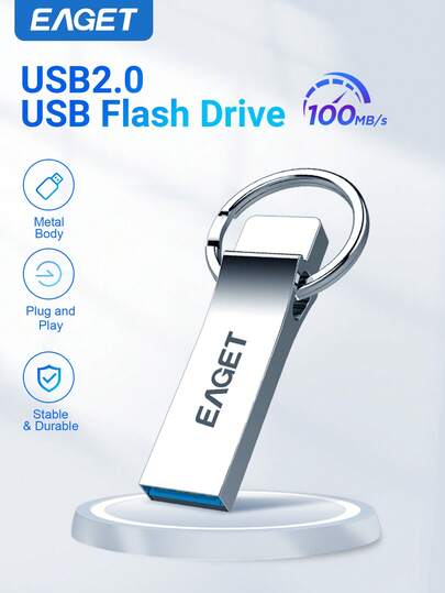 EAGET 128GB Unidad flash USB Aiibe, Memoria USB 2.0 de metal, Disco USB de alta velocidad, Adecuado para computadora y almacenamiento de datos