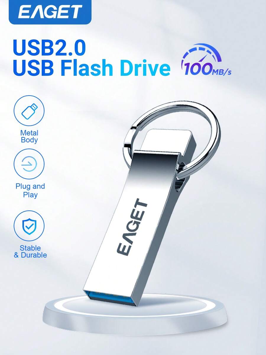 EAGET 128GB Flash Drive Aiibe USB Flash Drive USB 2.0 Metal Pendrive High Speed U Disk USB Flash Drive For Computers, Data Storage