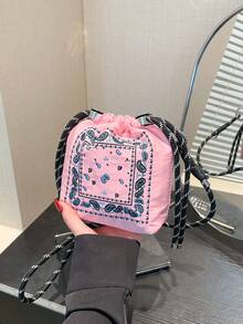 刺绣复古日式水桶包，新款女士小巧百搭通勤单肩包 - 彩色 - 查看 13