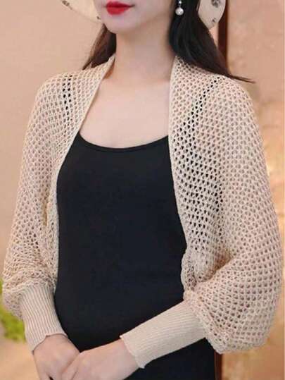 1pc Summer Ice Silk Shawl, Fashionable Cardigan For Qipao Or Dress, Korean Style Mesh Design Sleeves, Sun Protection Cover