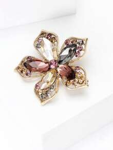 1 broche floral minimalista vazado com cristal, adequado para cachecol, vestido, traje de férias - presente perfeito para formatura, festa, aniversário - mochila escolar para usar o ano todo - Multicolorido - Ver 6