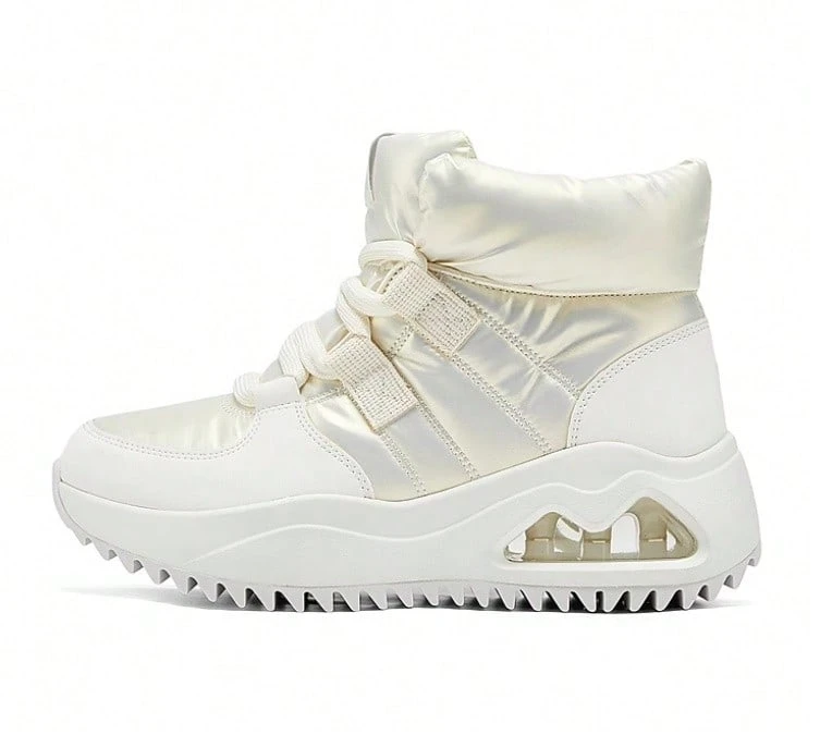 Skechers Botas de nieve para mujer con forro de piel sintética, diseño de corte alto, ligeras, cálidas y duraderas - Beis - Ver 1