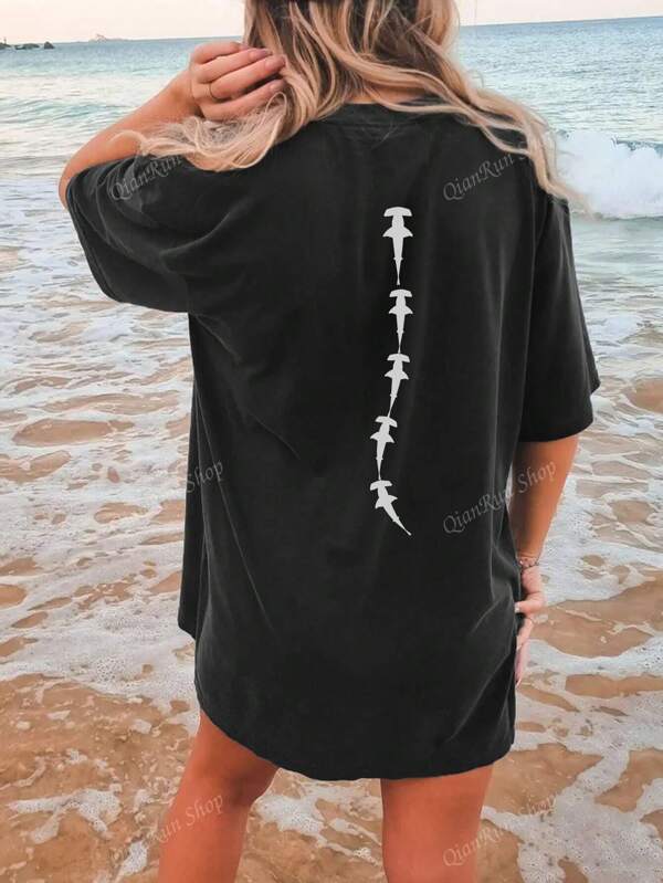 Summer Tops, Women's Casual Fashion Hammerhead Shark Graphic T Shirt, Casual Crew Neck Tops, Women's Graphic T Shirts, Vacation Wear, Women's Summer Wear, Summer Wear, Women's Summer Clothing, Women's Summer Wear, Save The Ocean Marine Biologist Gift Respect Locals Shark T-Shirt,