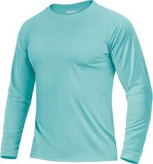 Boladeci Men's UPF 50 Sun Protection UV SPF Shirts Long Sleeve Lightweight Quick Dry Swim T-Shirts Rash Guard - Aqua Blue - View 1