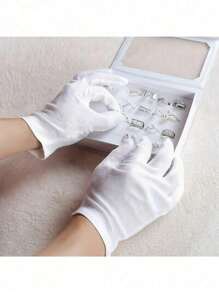 1/2 pares de bálsamos blancos, adecuados para Eczema y Dry Hands - Bálsos de trabajo transpirables con forro - Húmedo para inspección de joyas suaves SPA - E Fit Blás de tela, adecuado para la mayoría de las mujeres