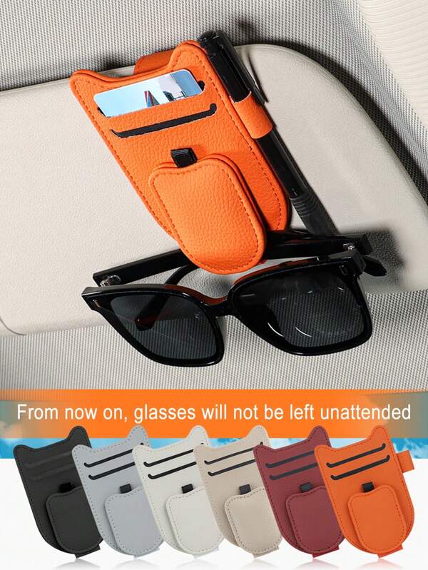Cat Ear Car Glasses Clip - Multi-Functional Clip Holds Sunglasses, Cards And Pens, Compact Space-Saving Car Accessories
