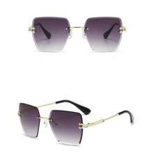 1pc Women's Frameless Metal Non-Mainstream Fashion Glasses, Square Shape For Street And Party