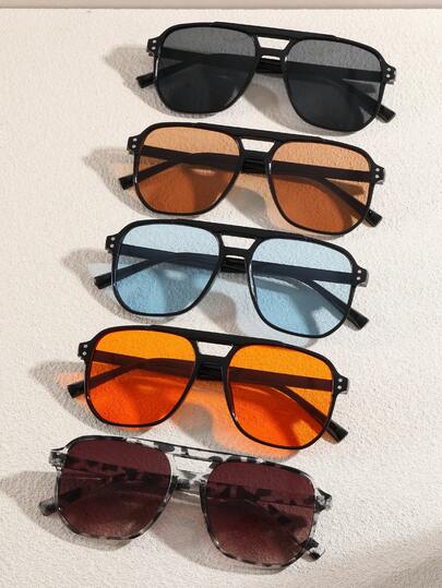 5 pares de gafas de moda de hombre, clásicas, de colores, con estilo vintage y de moda para el verano, para el regreso a la escuela, con un look preppy de moda