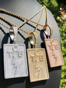DUBSS 1 Pieza Colgante de Collar de Hombre Plateado en Oro Estilo Hip Hop con Efecto Brillante