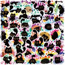50 Stück Stolze schwarze Katzen Aufkleber Vinyl ästhetische Aufkleber für Scrapbooking, Journaling, Laptop, Stoßstange, Skateboard, Wasserflaschen, Computer, Handy, Cartoon, Schutzhelm, Auto, Schulmaterial, Rückkehr zur Schule