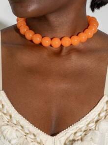 imoli 1 件时尚波西米亚糖果色亚克力串珠项链，女士别致珠宝，夏日派对、音乐节、日常佩戴的完美礼物（由于人工染色，珠子颜色可能略有不同） - 彩色 - 查看 15