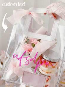 1pc Customizable Thickened Clear PVC Gift Bag, Bridal Gift Tote Bag, Shopping Bag,(Ribbon Color Random) Suitable For Shopping, Weddings, Birthday Parties, Souvenirs, Valentine's Day