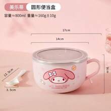 Sanrio 1 Stück Sanrio Hello Kitty und My Melody Edelstahlschüssel mit Deckel - luftdicht und auslaufsicher Lebensmittelbehälter, rostfrei und geruchsfrei Rührschüssel, einfach zu reinigen runde Salatschüssel für Mittagessen, Picknick, Arbeit, Schule - tragbares Geschenk für Familie und Freunde, Picknick Grundausstattung | Charakterthemen Schüssel | auslaufsicheres Design