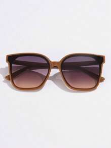1 pieza Gafas de sol cuadradas y sobredimensionadas para mujer con marco de plástico, de estilo clásico y fashion para viajes, de estilo bohemio para protección solar al aire libre, adecuadas para uso diario y vacaciones