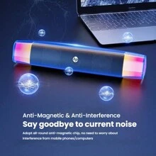 HP مكبر صوت سطح المكتب DHE-6010 ضوء LED بارد وحدة جهير قوية متوافقة مع أجهزة متعددة مكالمة صوتية عالية الدقة جودة صوت بمستوى HIFI التوصيل والتشغيل مريح وسريع أسود