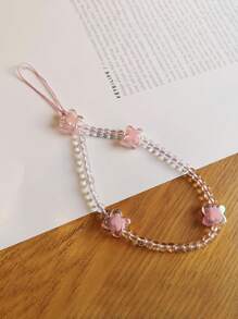 قلادة/حزام هاتف أكريليك ملون ذو رباعي أوراق البرسيم الحبات، متعدد الاستخدامات