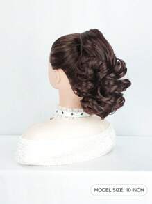 Pferdeschwanz-Verlängerung, 25cm Haarklammer-Clip-in kurze lockige wellige Haarverlängerung synthetisches Haar für Damen Alltagsgebrauch (Dunkelbraun)