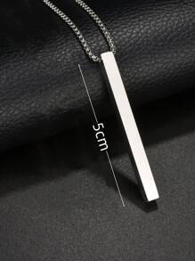 1 Pc Simple Blank Wishing Bar Pendant Necklace Charm Men Women Waterproof Dangle Vertical Cuboid Stick Stainless Steel Jewelry Gift