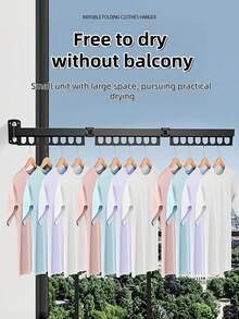 1 个不锈钢折叠衣架 - 抛光，隐形壁挂设计，不占用空间，适合阳台和室内/室外使用，