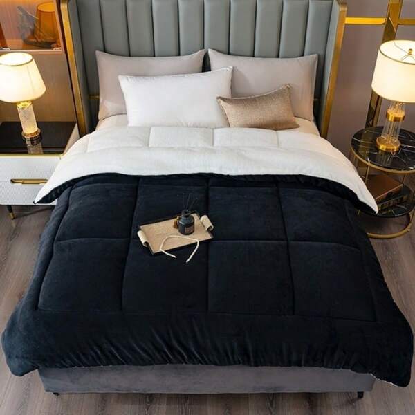 Manta reversible ultra suave de felpa de terciopelo de leche y sherpa polar - Manta de ropa de cama acogedora y cálida para todas las estaciones, suave y cálida para sofá, cama, oficina y viaje - Regalo multifuncional