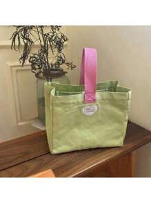 Love Embroidery A Strap Bag Students Go Out Handbag Handbag Korean Version Of Simple Canvas Handbag