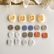 1pc/4pcs Geometric Line Pattern Soft Clay Mold, Used For Making DIY Handmade Earrings Mold - Yellow - View 1