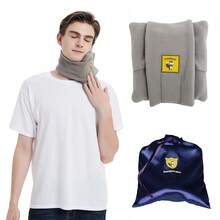 FOKES Travel Pillow And Multifunctional Scarf,Turtle Neck Support Pillow,Airplane Car Or Office Nap Pillow,Easy To Clean And Carry, With Luxury Storage Bag - 灰色 - 查看 2