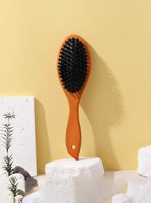1 Peça Escova de Cerdas Naturais Pente Anti-Estático Oval Para Penteado Escova de Cabelo Com Cabo de Madeira Para Mulheres e Homens, Pente de Faia Natural Escova de Cabelo Para Cabelos Cacheados, Grossos, Longos, Secos e Úmidos, Desembaraçador, Escovas de Massagem