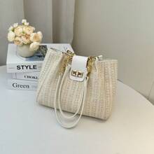2025 Summer New Handwoven Straw Tote Bag, Fashion Beach Bag For Women