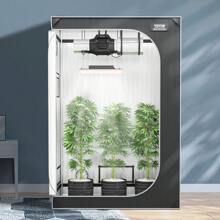 KOMHTOM Growzelt, hochreflektierendes 2000D Mylar-Gewächszelt für Hydrokulturen mit Sichtfenster, Werkzeugtasche und Bodenwanne, Indoor-Growzelt für Hydrokultur und Indoor-Pflanzenzucht, 122 x 61 x 183 cm, Schwarz