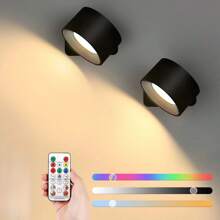 1/2PCS LED Wall Light With Remote Control – Magnetic LED Picture Light, Dimmable & Timer, 3 Lighting Modes, USB Rechargeable, Easy-Mount Round Wall Decor For Artwork Display & Ambient Lighting