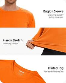 Boladeci Men's UPF 50 Sun Protection UV SPF Shirts Long Sleeve Lightweight Quick Dry Swim T-Shirts Rash Guard - Orange - View 5