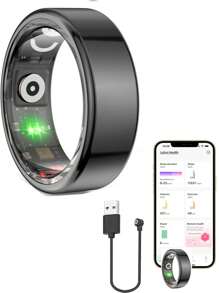 Anelli intelligenti per uomo e donna, per il fitness, con monitoraggio del battito cardiaco, del sonno, contapassi, calorie, impermeabili, tracker fitness per e Android