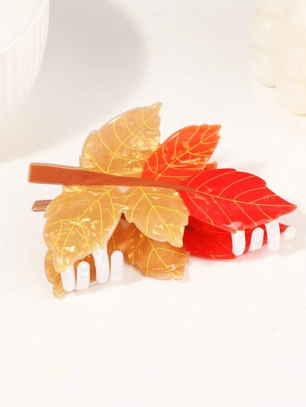 1Pc Cartoon Maple Leaf Shaped Hair Clip Claw, Elegant And Cute, Women's Back To School Hair Accessory, Holiday Gift Creativity Hair Accessories Elegant Hair Claw Women Claw Clips Fall Winter For Vacation Outfits Woman