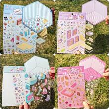 Sanrio 11pcs/7pcs/4pcs Per Set (With Tweezers), Sanrio Cute Cartoon Miniature Scene Stickers For DIY Fun 3D Micro House Decorative Craft, Scrapbooking And Planner Supplies, Pre-Cut Stickers School Supplies,Back To School