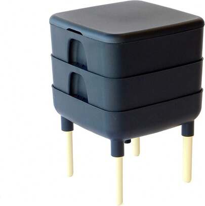 FCMP Outdoor - Essential Living Composter, 2-Tray Worm Vermicomposter Bin (HF-LC4000v2-GRY)